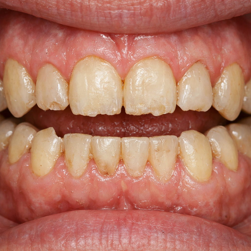 Worn White Teeth CloseUp-1