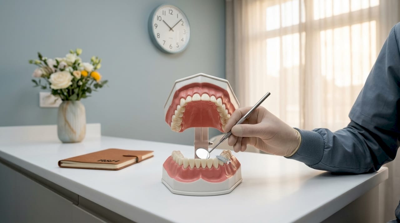 Imagen ilustrativa de un modelo dental utilizado para explicar la higiene