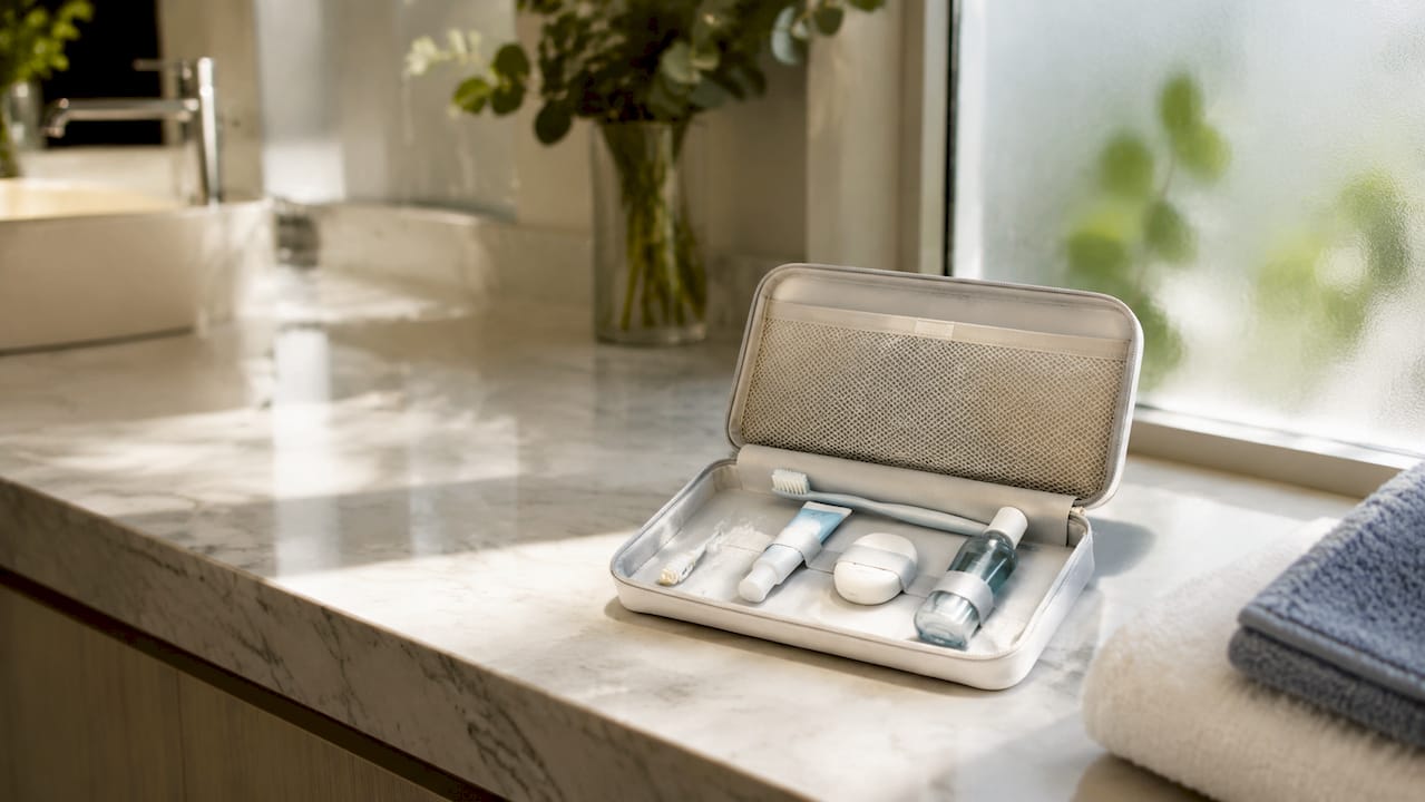 Imagen ilustrativa de un kit de higiene dental para viajar