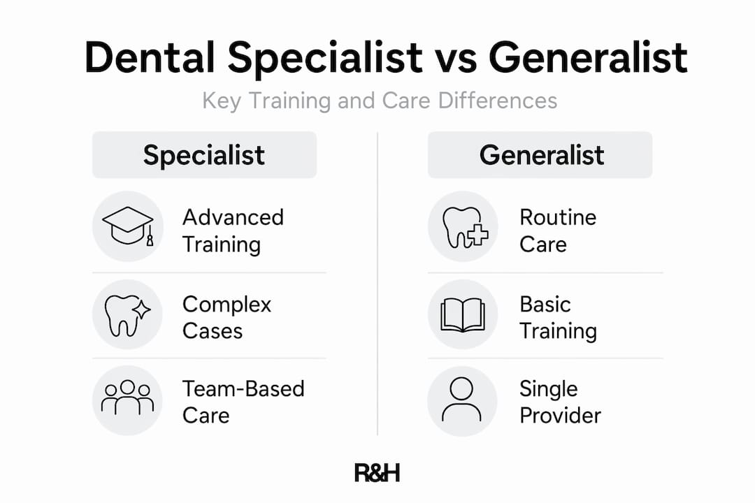 Infographic comparing specialists and general dentists