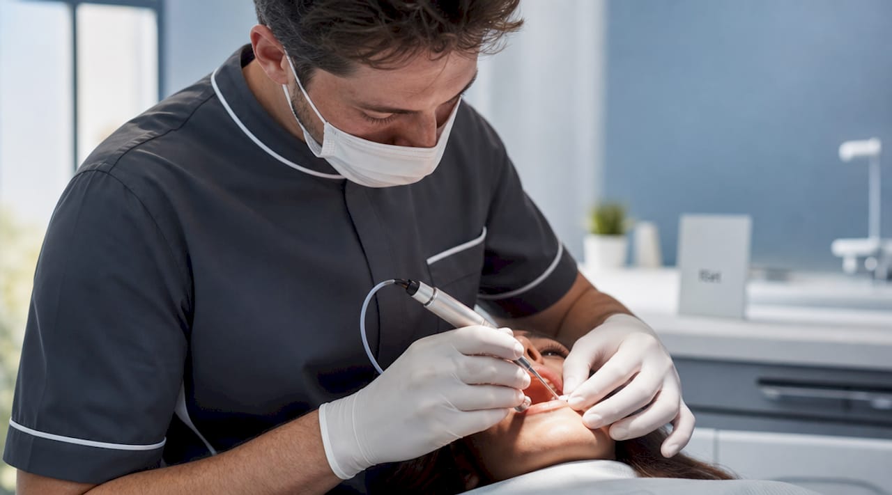 Imagen ilustrativa de una técnica de irrigación durante una endodoncia